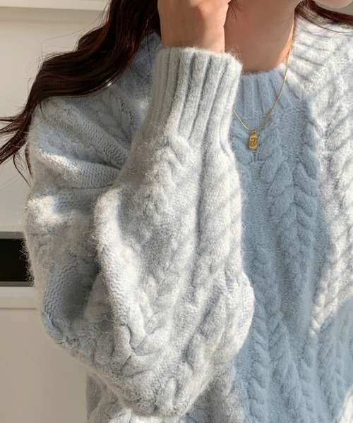 HALEY PESCA(ヘーリーペスカ)の「HALEY PESCA/トレンドカラー ケーブルニットプルオーバー(ニット/セーター・レディース・オフホワイト/レッド/ブルー/ピンク・FREE)」の11枚目の写真
