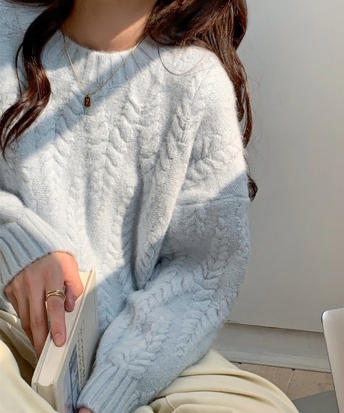 HALEY PESCA(ヘーリーペスカ)の「HALEY PESCA/トレンドカラー ケーブルニットプルオーバー(ニット/セーター・レディース・オフホワイト/レッド/ブルー/ピンク・FREE)」の14枚目の写真