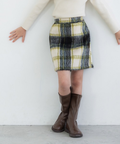 coca(coca)(コカ)の「【WEB限定セール】キッズ 親子お揃いシャギーチェック柄スカート(スカート・キッズ・B/A・120/140/130/110)」の2枚目の写真