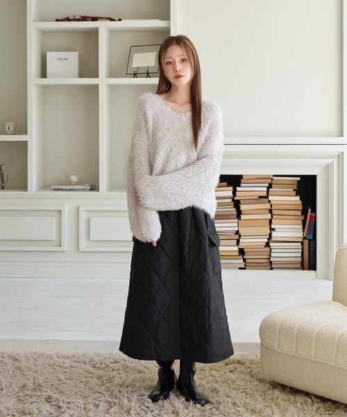 セール】フェイクファーラメシャギーボートネックワイド袖ルーズ