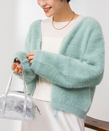 《手洗い可能》フェザーヤーンショートジップカーディガン