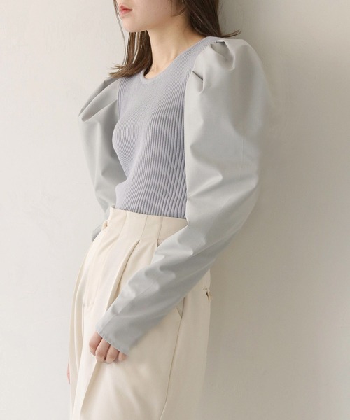 CLEIO（クレイオ）の「【CLEIO】袖切替えパフスリーブニット（ニット/セーター・レディース・ピンク/アイボリー/サックスブルー系・FREE）」の21枚目の写真