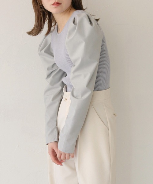 CLEIO（クレイオ）の「【CLEIO】袖切替えパフスリーブニット（ニット/セーター・レディース・ピンク/アイボリー/サックスブルー系・FREE）」の22枚目の写真