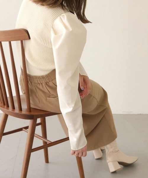 CLEIO（クレイオ）の「【CLEIO】袖切替えパフスリーブニット（ニット/セーター・レディース・ピンク/アイボリー/サックスブルー系・FREE）」の18枚目の写真