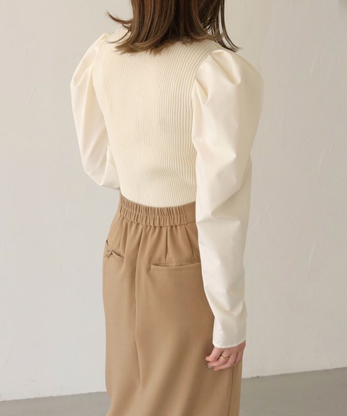 CLEIO（クレイオ）の「【CLEIO】袖切替えパフスリーブニット（ニット/セーター・レディース・ピンク/アイボリー/サックスブルー系・FREE）」の14枚目の写真