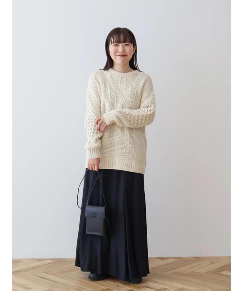 AMERICAN HOLIC(アメリカンホリック)の「【WEB限定・小柄女性向け】パッチワークケーブルニットチュニック(チュニック・レディース・レッド/アイボリー/ブラック・S)」の13枚目の写真