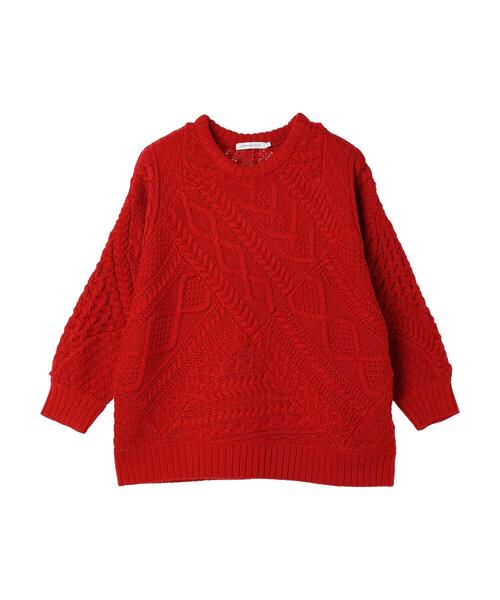AMERICAN HOLIC(アメリカンホリック)の「【WEB限定・小柄女性向け】パッチワークケーブルニットチュニック(チュニック・レディース・レッド/アイボリー/ブラック・S)」の10枚目の写真