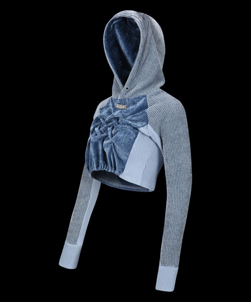 ANDERSSON BELL（アンダースンベル）の「Andersson Bell/アンダーソンベル VELOUR WRINKLE TIGHT HOODIE フーディー（パーカー・レディース・ブルー・L）」の2枚目の写真