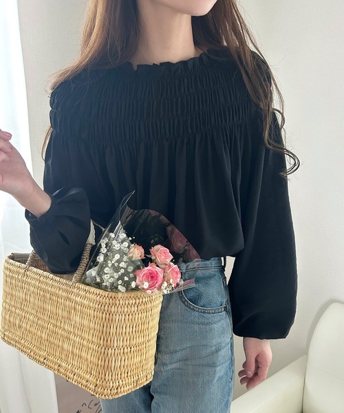 セール】バックリボンギャザートップス（シャツ/ブラウス）｜LAUIR