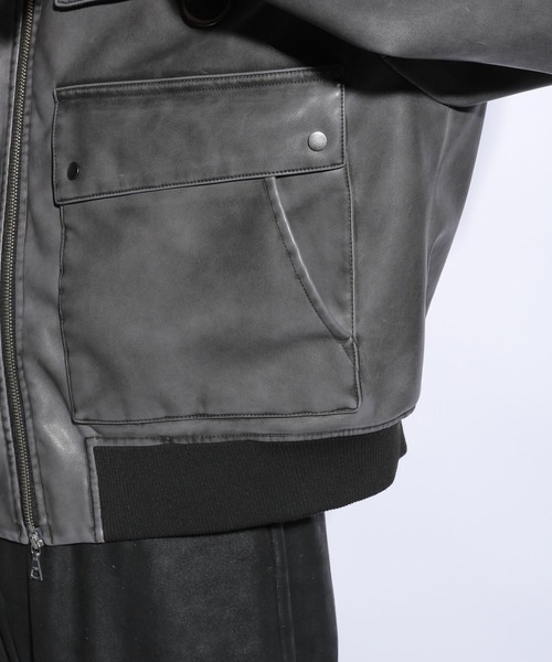HARE（ハレ）の「【SET UP対応】ウォッシュフェイクレザーブルゾン(HARE)（ブルゾン・メンズ・グレー/ブラック・SMALL/MEDIUM）」の17枚目の写真