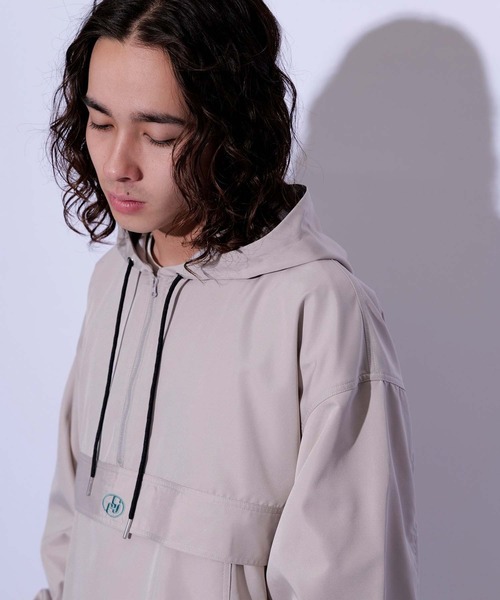 re_k by JUNRED（レクバイジュンレッド）の「re_k by JUNRED / ウーブンハーフジップアノラックパーカー（ブルゾン・メンズ・ブラック/チャコールグレー/ベージュ系その他・M/S/L）」の10枚目の写真