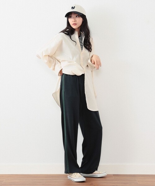 BEAMS BOY（ビームスボーイ）の「BEAMS BOY / サイド ライン イージー パンツ（その他パンツ・レディース・ブラック/ダークグリーン・ONE SIZE）」の11枚目の写真