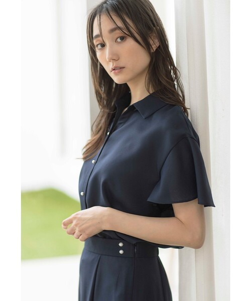 ANY SIS(エニィスィス)の「【速乾・接触冷感】スムージーポリエステル シャツ ブラウス(シャツ/ブラウス・レディース・グレー系/ネイビー系9/パイングリーン系/ピンク系/スカイブルー系・0)」の5枚目の写真