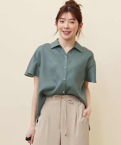ANY SIS(エニィスィス)の「【速乾・接触冷感】スムージーポリエステル シャツ ブラウス(シャツ/ブラウス・レディース・グレー系/ネイビー系9/パイングリーン系/ピンク系/スカイブルー系・0)」の4枚目の写真