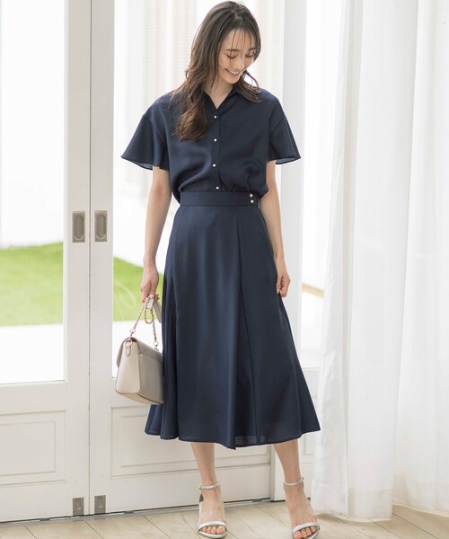 ANY SIS(エニィスィス)の「【速乾・接触冷感】スムージーポリエステル シャツ ブラウス(シャツ/ブラウス・レディース・グレー系/ネイビー系9/パイングリーン系/ピンク系/スカイブルー系・0)」の7枚目の写真