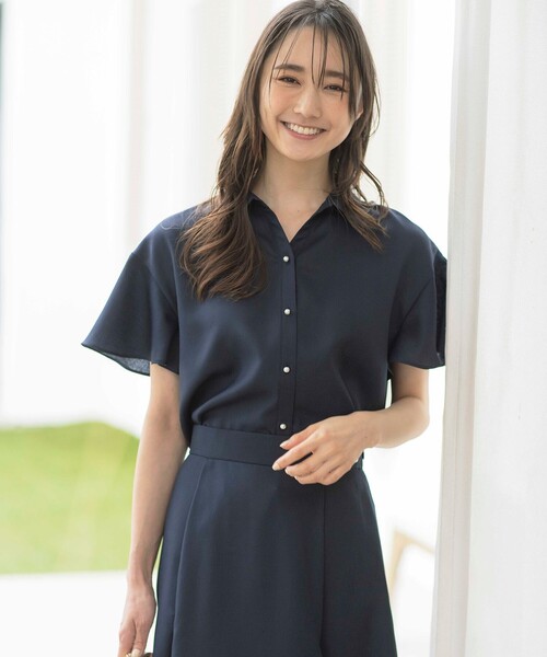 ANY SIS(エニィスィス)の「【速乾・接触冷感】スムージーポリエステル シャツ ブラウス(シャツ/ブラウス・レディース・グレー系/ネイビー系9/パイングリーン系/ピンク系/スカイブルー系・0)」の8枚目の写真