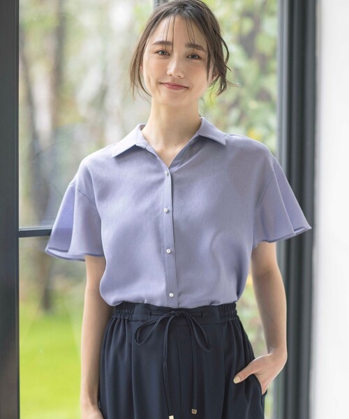 ANY SIS(エニィスィス)の「【速乾・接触冷感】スムージーポリエステル シャツ ブラウス(シャツ/ブラウス・レディース・グレー系/ネイビー系9/パイングリーン系/ピンク系/スカイブルー系・0)」の9枚目の写真