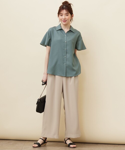 ANY SIS(エニィスィス)の「【速乾・接触冷感】スムージーポリエステル シャツ ブラウス(シャツ/ブラウス・レディース・グレー系/ネイビー系9/パイングリーン系/ピンク系/スカイブルー系・0)」の14枚目の写真