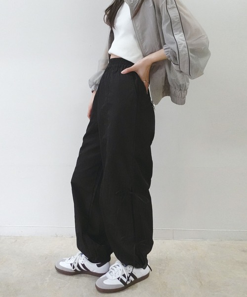 lopew サイドリボンニットパンツ 2color 】3ストラップサイドリボンワイドスウェットパンツ