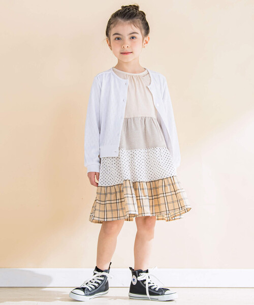 Noeil aime BeBe(ノイユエイムベベ)の「【お揃い】天竺切り替えティアードワンピース(80~130cm)(ワンピース・キッズ・ブルー系その他2/ベージュ系その他・110cm/90cm/100cm/120cm/80cm/130cm)」の3枚目の写真