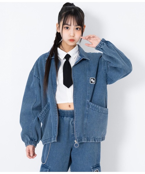 ANAP GｉRL（アナップガール）の「ANAPR+S【リラスポ】オーバーデニムジャケット(ユニセックス アイテム)（デニムジャケット・キッズ・ブルー・M/XS/S）」の6枚目の写真