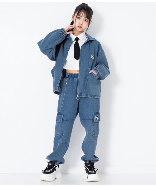 ANAP GｉRL（アナップガール）の「ANAPR+S【リラスポ】オーバーデニムジャケット(ユニセックス アイテム)（デニムジャケット・キッズ・ブルー・M/XS/S）」の11枚目の写真