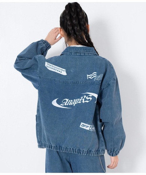 ANAP GｉRL（アナップガール）の「ANAPR+S【リラスポ】オーバーデニムジャケット(ユニセックス アイテム)（デニムジャケット・キッズ・ブルー・M/XS/S）」の9枚目の写真