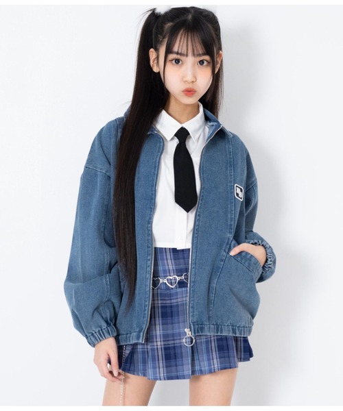 ANAP GｉRL（アナップガール）の「ANAPR+S【リラスポ】オーバーデニムジャケット(ユニセックス アイテム)（デニムジャケット・キッズ・ブルー・M/XS/S）」の2枚目の写真