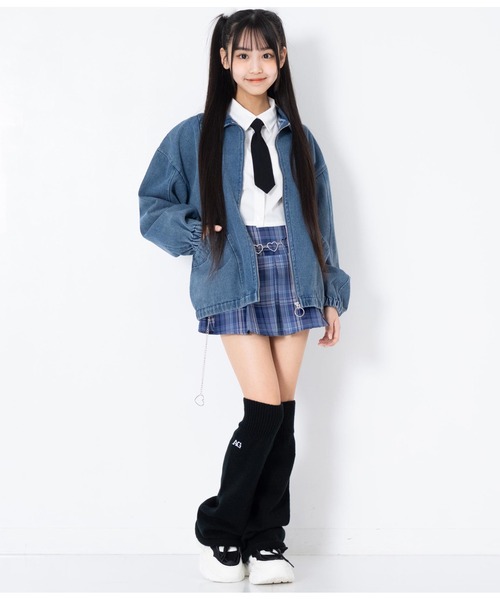 ANAP GｉRL（アナップガール）の「ANAPR+S【リラスポ】オーバーデニムジャケット(ユニセックス アイテム)（デニムジャケット・キッズ・ブルー・M/XS/S）」の3枚目の写真