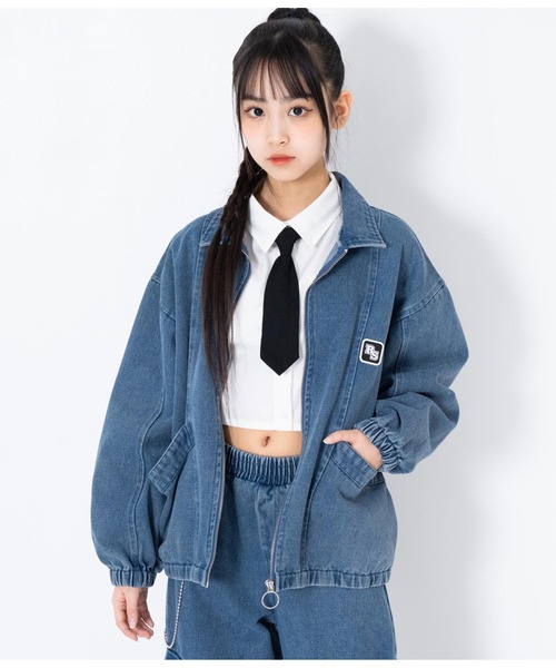 ANAP GｉRL（アナップガール）の「ANAPR+S【リラスポ】オーバーデニムジャケット(ユニセックス アイテム)（デニムジャケット・キッズ・ブルー・M/XS/S）」の5枚目の写真