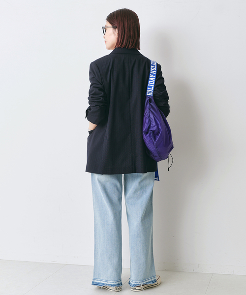 スピックアンドスパン　T/Rピンストライプピークドジャケット　ネイビー Spick & Span（スピックアンドスパン）の「T/Rピンストライプ