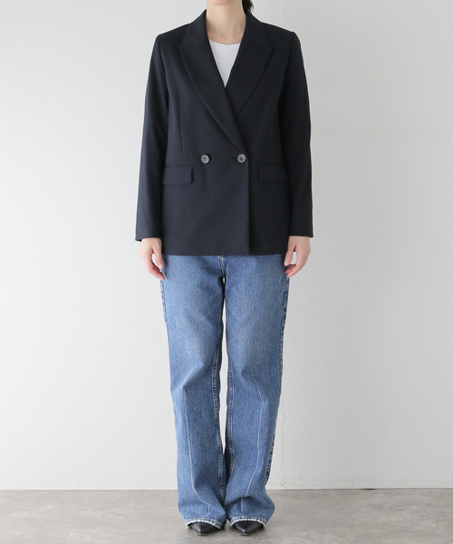 セール】T/Rピンストライプピークドジャケット（テーラードジャケット