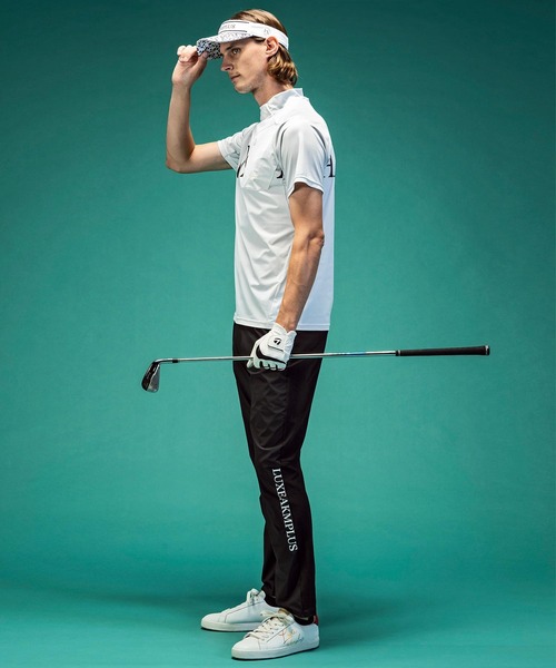 LUXEAKMPLUS] ゴルフパンツ ゴルフ サイドロゴベンチレーション