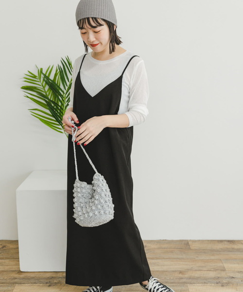 ITEMS URBANRESEARCH(アイテムズ アーバンリサーチ)の「シアークルーネックTシャツ×キャミワンピース(ワンピース・レディース・ブラック系その他/ブラウン系その他・FREE)」の7枚目の写真