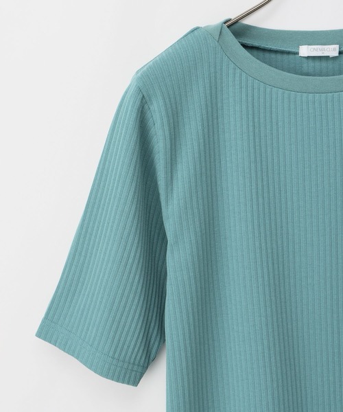 Honeys(ハニーズ)の「半袖ボートネックTシャツ(Tシャツ/カットソー・レディース・モカ/ピンク/グリーン/オフホワイト/ブラック/グレイッシュベージュ/ブルー・S/M/L/LL)」の21枚目の写真