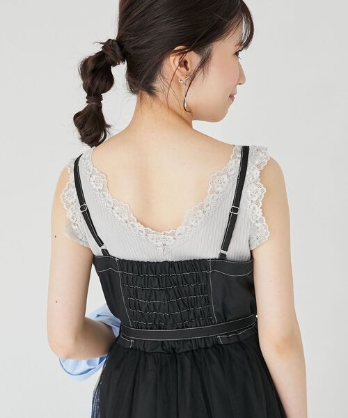 MAJESTIC LEGON(マジェスティックレゴン)の「チュールドッキングキャミワンピース(ワンピース・レディース・ブラック/アイボリー/グレー・SMALL/MEDIUM)」の9枚目の写真