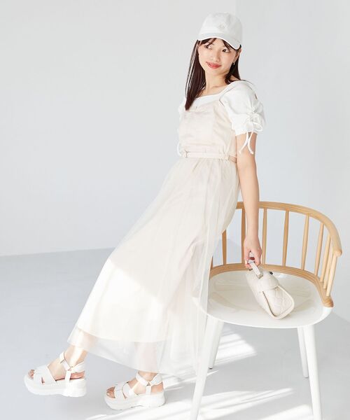 MAJESTIC LEGON(マジェスティックレゴン)の「チュールドッキングキャミワンピース(ワンピース・レディース・ブラック/アイボリー/グレー・SMALL/MEDIUM)」の10枚目の写真