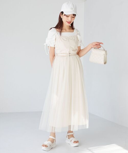 MAJESTIC LEGON(マジェスティックレゴン)の「チュールドッキングキャミワンピース(ワンピース・レディース・ブラック/アイボリー/グレー・SMALL/MEDIUM)」の11枚目の写真