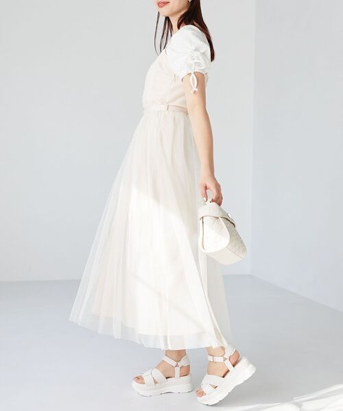 MAJESTIC LEGON(マジェスティックレゴン)の「チュールドッキングキャミワンピース(ワンピース・レディース・ブラック/アイボリー/グレー・SMALL/MEDIUM)」の13枚目の写真