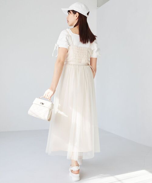 MAJESTIC LEGON(マジェスティックレゴン)の「チュールドッキングキャミワンピース(ワンピース・レディース・ブラック/アイボリー/グレー・SMALL/MEDIUM)」の14枚目の写真