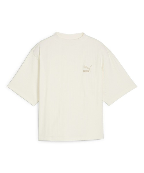 PUMA(プーマ)の「PUMA プーマ ウィメンズ CLASSICS リブ リラックス モックネック 半袖 シャツ(Tシャツ/カットソー・レディース・ターコイズブルー/ブラック/アイボリー・X-LARGE/SMALL/MEDIUM/LARGE)」の2枚目の写真