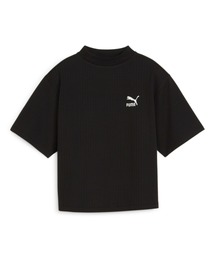 PUMA プーマ ウィメンズ CLASSICS リブ リラックス モックネック 半袖 シャツ