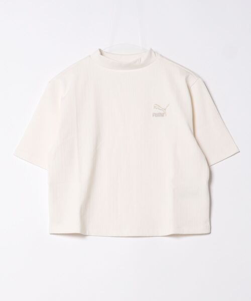 PUMA(プーマ)の「PUMA プーマ ウィメンズ CLASSICS リブ リラックス モックネック 半袖 シャツ(Tシャツ/カットソー・レディース・ターコイズブルー/ブラック/アイボリー・X-LARGE/SMALL/MEDIUM/LARGE)」の8枚目の写真