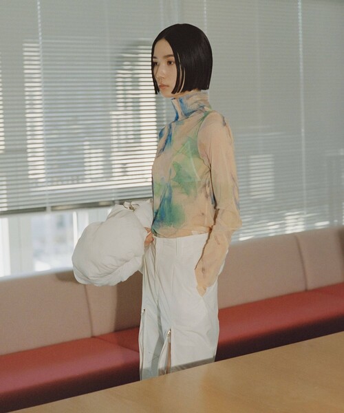 YOHEI OHNO（ヨウヘイオオノ）の「【YOHEI OHNO/ヨウヘイオオノ】《STUDIOUS別注》Graphic Mesh Top/グラフィックメッシュトップ（Tシャツ/カットソー・レディース・ベージュ/ネイビー・36）」の17枚目の写真