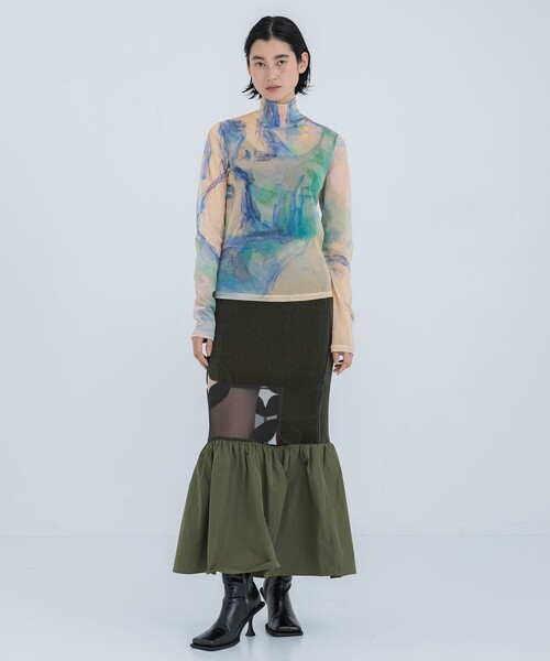 YOHEI OHNO（ヨウヘイオオノ）の「【YOHEI OHNO/ヨウヘイオオノ】《STUDIOUS別注》Graphic Mesh Top/グラフィックメッシュトップ（Tシャツ/カットソー・レディース・ベージュ/ネイビー・36）」の20枚目の写真