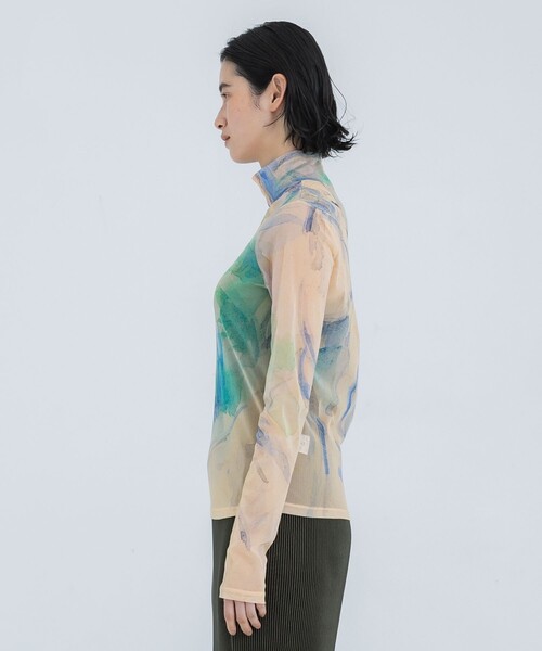 YOHEI OHNO（ヨウヘイオオノ）の「【YOHEI OHNO/ヨウヘイオオノ】《STUDIOUS別注》Graphic Mesh Top/グラフィックメッシュトップ（Tシャツ/カットソー・レディース・ベージュ/ネイビー・36）」の22枚目の写真