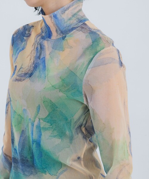 YOHEI OHNO（ヨウヘイオオノ）の「【YOHEI OHNO/ヨウヘイオオノ】《STUDIOUS別注》Graphic Mesh Top/グラフィックメッシュトップ（Tシャツ/カットソー・レディース・ベージュ/ネイビー・36）」の13枚目の写真