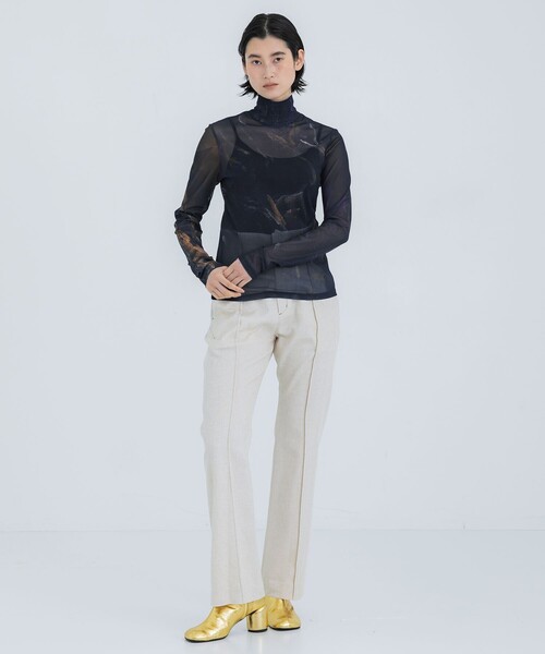 YOHEI OHNO（ヨウヘイオオノ）の「【YOHEI OHNO/ヨウヘイオオノ】《STUDIOUS別注》Graphic Mesh Top/グラフィックメッシュトップ（Tシャツ/カットソー・レディース・ベージュ/ネイビー・36）」の16枚目の写真