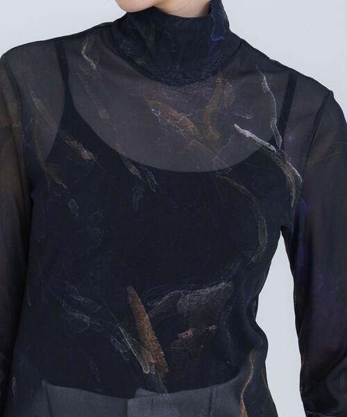 YOHEI OHNO（ヨウヘイオオノ）の「【YOHEI OHNO/ヨウヘイオオノ】《STUDIOUS別注》Graphic Mesh Top/グラフィックメッシュトップ（Tシャツ/カットソー・レディース・ベージュ/ネイビー・36）」の9枚目の写真