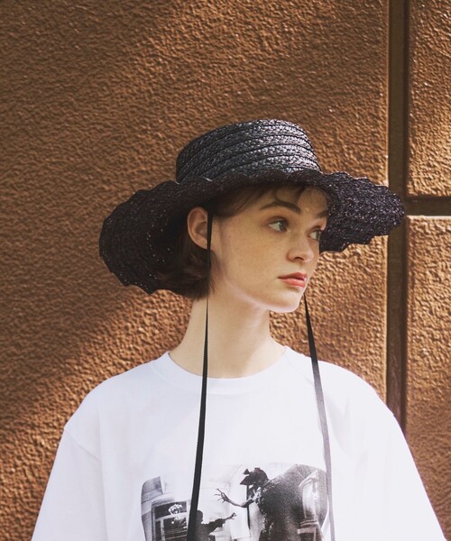FREAK'S STORE（フリークスストア）の「Casselini/キャセリーニ なみなみハット/ ストローハット（ハット・レディース・ナチュラル/ブラック・ONE SIZE）」の3枚目の写真
